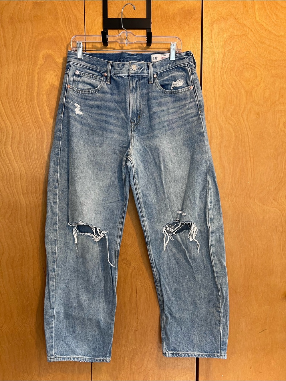 Women’s Gap Distressed Wide-Leg Barrel Jeans Size 29 - Picture 4 of 13